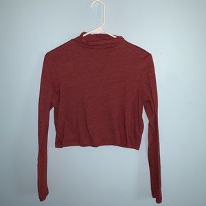 Red turtle neck crop top